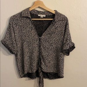 AE Floral Crop Button Down